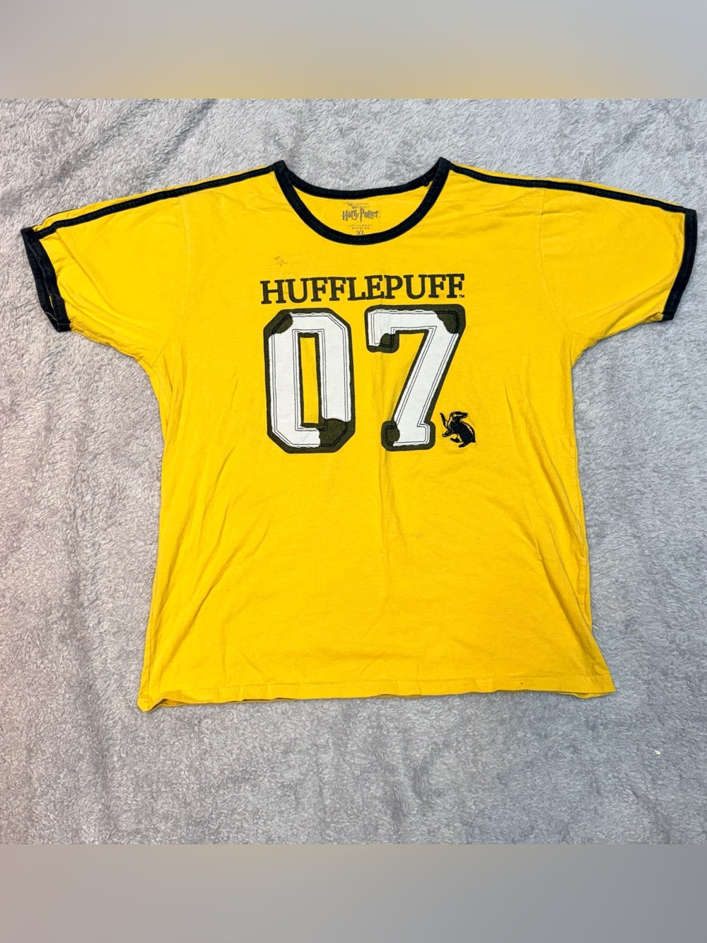 Warner Bros. Hufflepuff Yellow and Black Ringer Tee